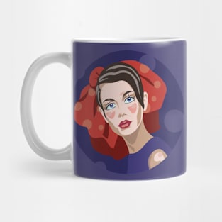 a girl with a large red bow Mug